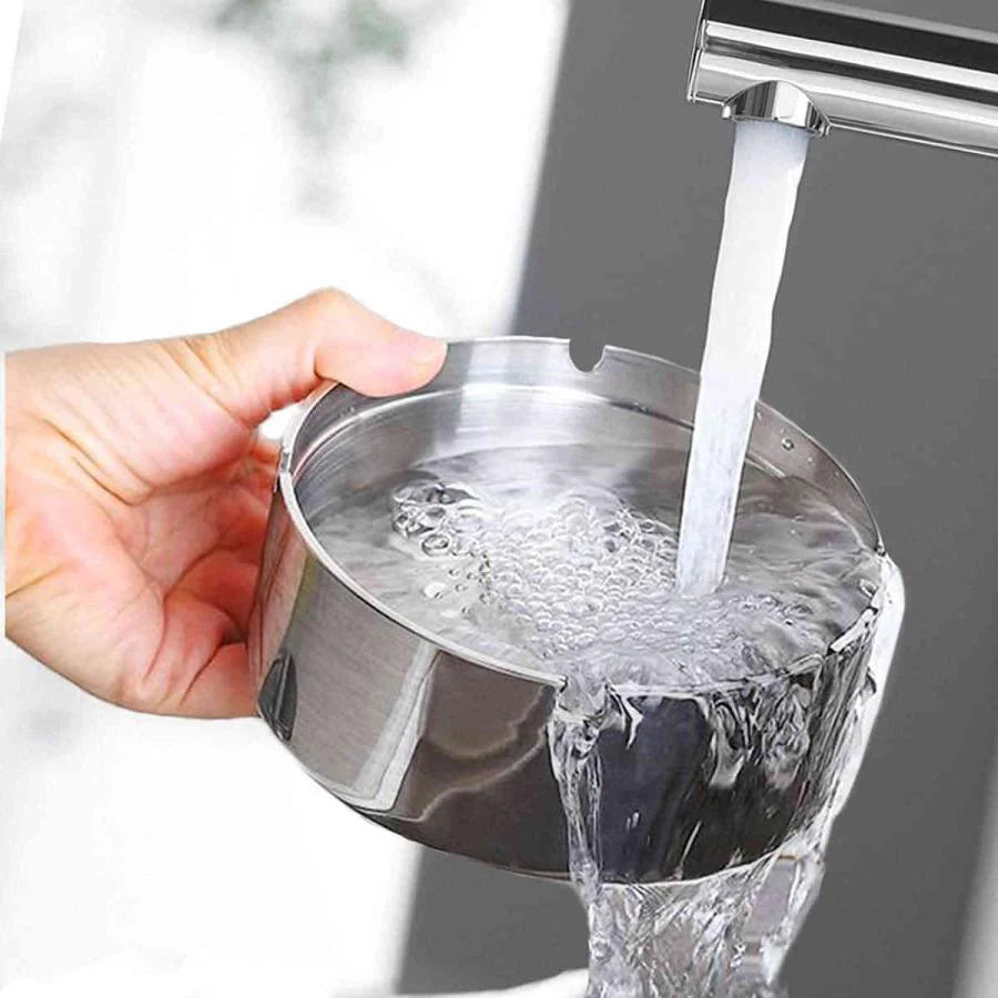 即納 灰皿 ふた付き 大容量 ステンレス素材 卓上 屋外用 回転式蓋 密閉 密閉 卓上 客室 オフィス スタイリッシュ コンパクト 滑りにくい 煙と