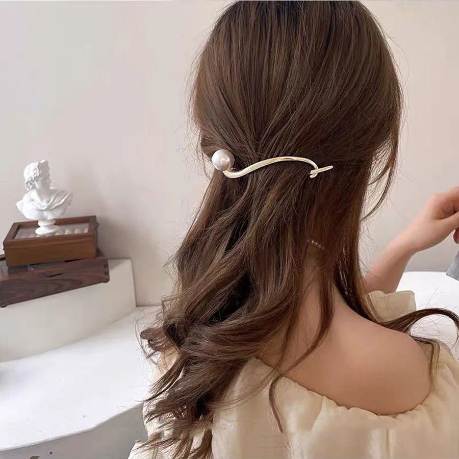 (ゴールド)ヘア留め ヘアアクセサリー クロスヘアピン髪飾り 上品 パーティー飾り