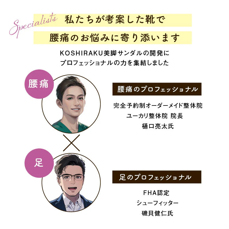KOSHIRAKU美脚サンダル【腰 負担 軽減 おしゃれ クッション 健康 サンダル 腰痛 対策 美脚 カジュアル 腰痛対策専用の美脚サンダル 】ブラック/グレージュ