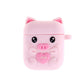 airpods1/2 グレー ピッグキャラクター 可愛い豚 エアーポッズ カバー シリコンエアポッツ 1/2 ケース かわいい キズ防止 耐衝撃 保護 紛失防止 4色カラビナ付き