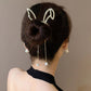 (MIMI)ヘアクリップ ゆらゆらチェーン付き 髪留め 髪飾り 扇子 ヘアアクセサリー オシャレ上品 パーティー飾り