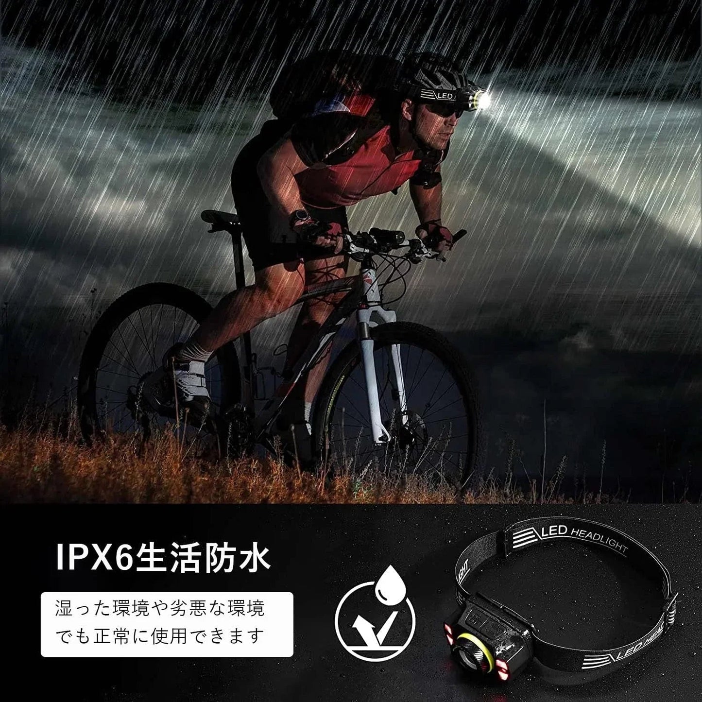 ヘッドライト USB充電式 LEDライト 超軽量 超高輝度 明るい ヘッドらいと センサー機能 ズームレンズ 5種点灯モード SOS点滅 防水防塵 角度調整可 超強力ヘッドライト ヘルメット 釣り ライト 登山/作業用/ランニング/キャンプ/防災/停電に最適