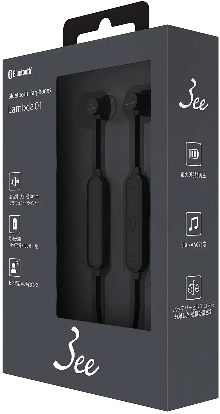 3ee Lambda 01 ワイヤレス イヤホン ダイナミック型【Bluetooth5.0 マイク付き 超急速充電】 (ブラック)