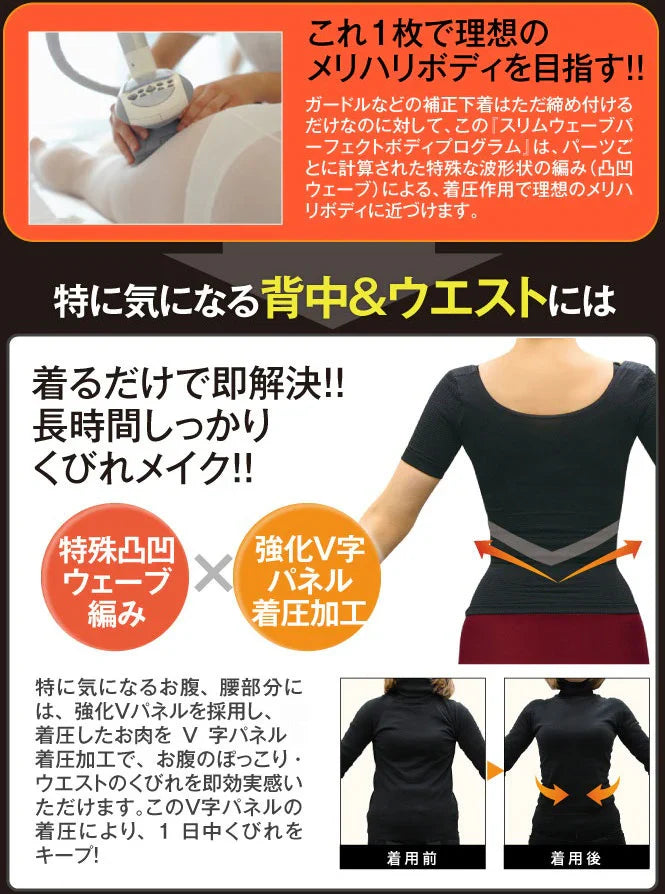 スリムウェーブ パーフェクトボディプログラム【二の腕補正 バストアップ 猫背 骨盤補正 補正インナー 加圧 着圧 加圧インナー インナー 補正下着】スリムを実感 女性らしいＳラインボディ 魅惑のメリハリボディへ  インナー 下着 ナイトウェア レディース インナー 下着 ランジェリー 補正下着  ボディーインナー スリムボディー ボディメイク ダイエット 補正インナー 矯正