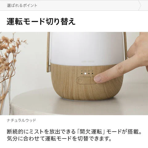 アロマディフューザー 加湿器機能付き 卓上ライト機能 ホワイトウッド