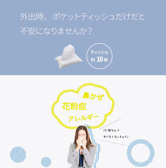 マスクも入る携帯用ティッシュケース ２柄セット◆ボックスティッシュ BOXティッシュ てぃっしゅ ポケット 吊り下げ マスクケース 折り畳み 折りたたみ ポケットつきベルトつき 大容量 鼻炎 花粉 アレルギー 感染症対策