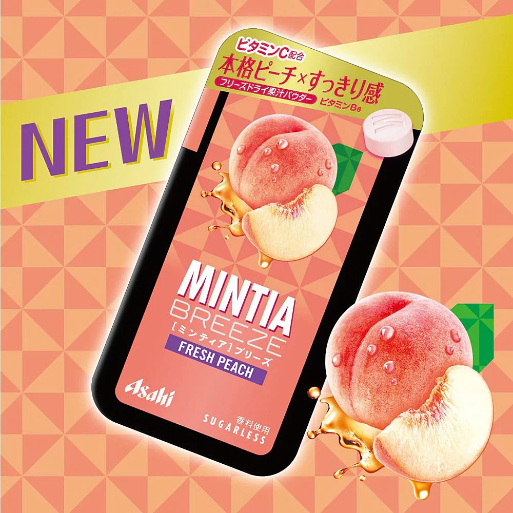 【 送料無料 】 アサヒグループ食品 ミンティア ブリーズ フレッシュピーチ 30粒（22g）× 8個セット