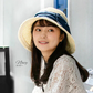 【フリー-ネイビー】【商品名：紐付き手編みストローHAT】