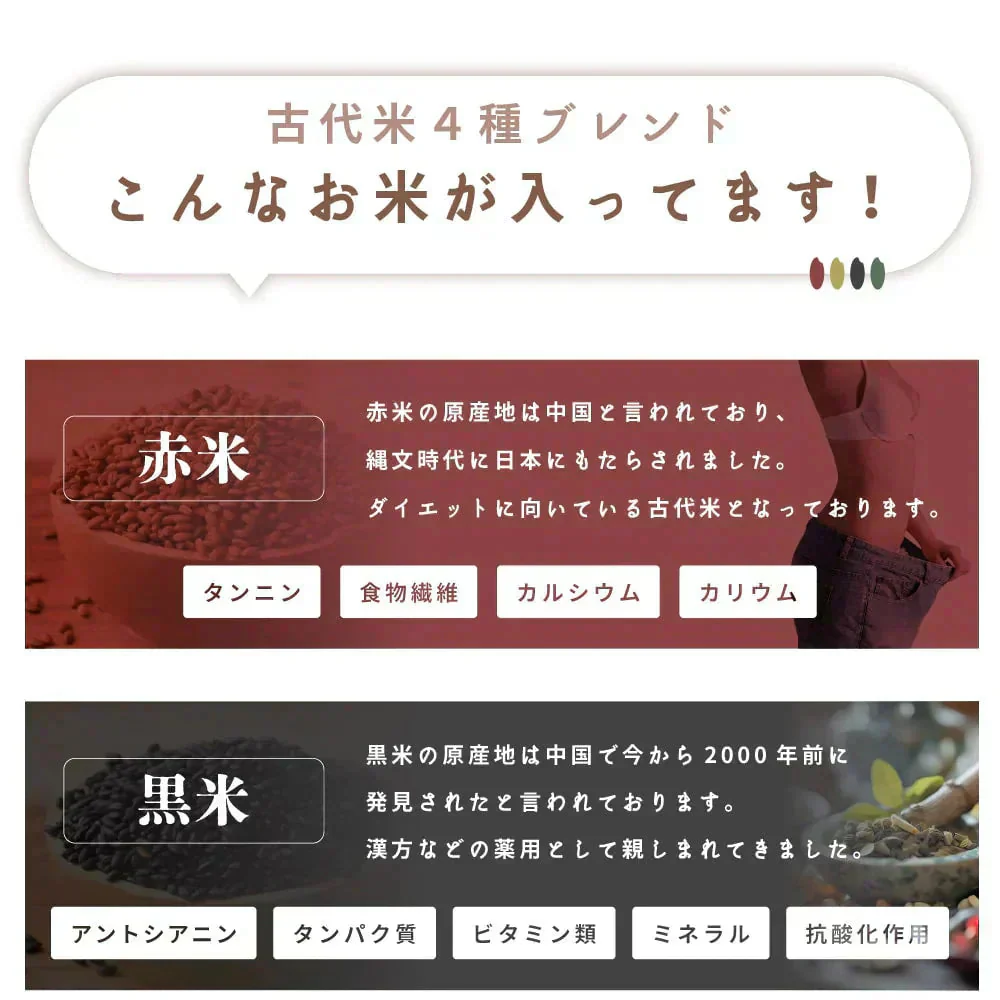 お米と雑穀米のご飯 【無洗米雑穀】古代米４種ブレンド 2.4kg(400g×6袋) (赤米/黒米/緑米/発芽玄米) 計量不要でそのまま炊ける 雑穀米と白米のご飯 無添加 無着色