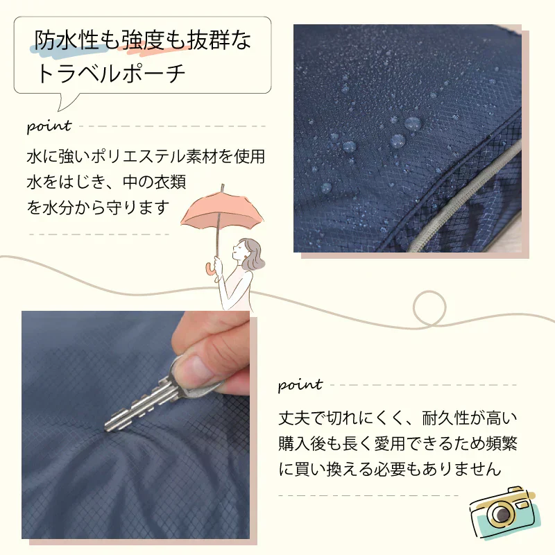 圧縮トラベルポーチ 【ブラック S】簡単圧縮 コンパクト 旅行 出張 圧縮袋 圧縮バッグ 収納ポーチ 軽量 丈夫 S M L 衣類 撥水 丸洗い 国内旅行 海外旅行 仕切り 防災 メンズ レディース 子供 送料無料 新生活