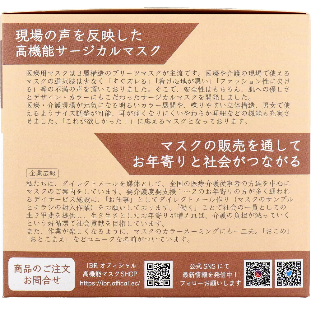 SOUCORE MASK ソウコレマスク 5層不織布マスク 立体構造 医療用 はちみつ ライトベージュ 個別包装 20枚入り X3箱