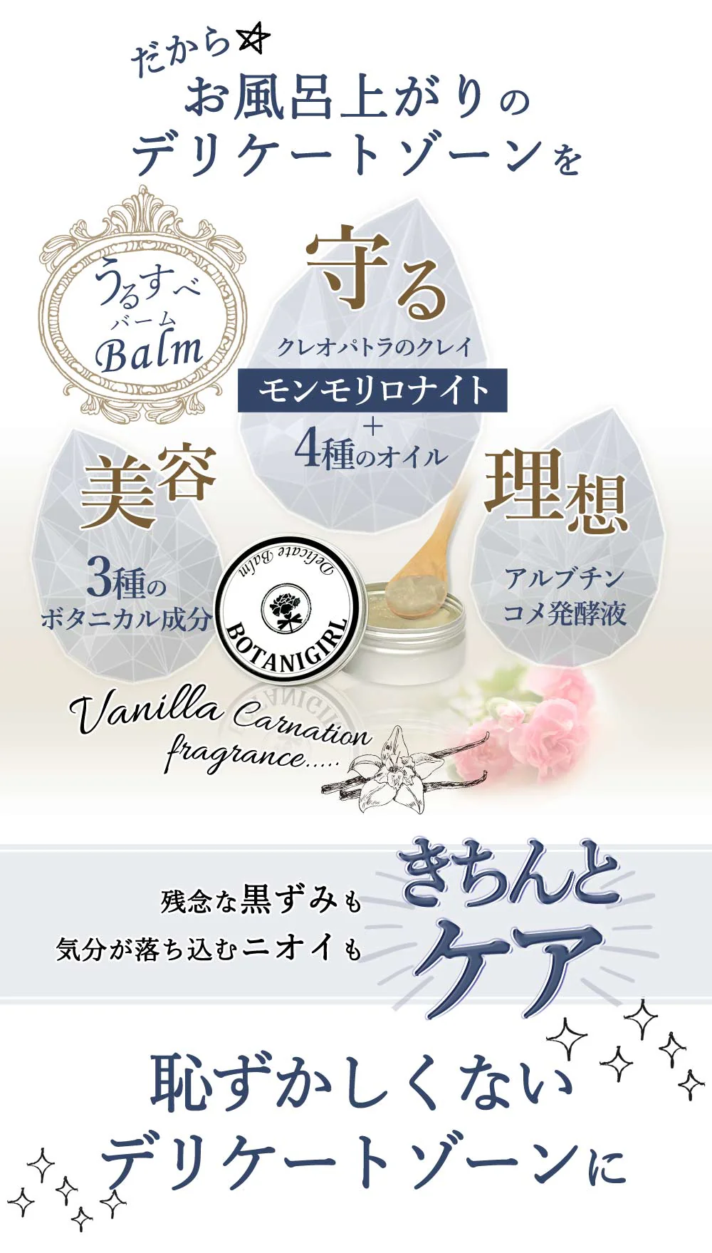 話題!!ボタニガール デリケートバーム・ニオイ 黒ずみに  デリケートゾーン 悩み解決ボディケア ボタニガール オーガニック美容液【BOTANIGIRL Delicate Balm】愛され女子の新エチケット デリケートゾーン デオドラント ニオイ・黒ずみに  オーガニック ボタニカル VIO 塗るだけ デリケートゾーン 集中ケア