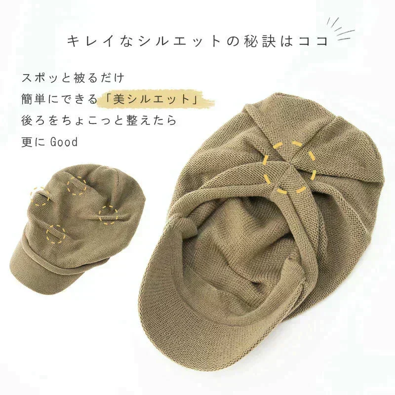 【フリーサイズ-ブラック】【商品名：くしゅッとニットキャスケット】