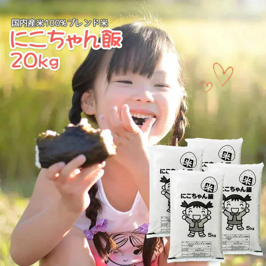 白米 20kg (5kg×4袋) にこちゃん飯 国内産 送料無料 米20キロ こめ コメ お米 お米20kg