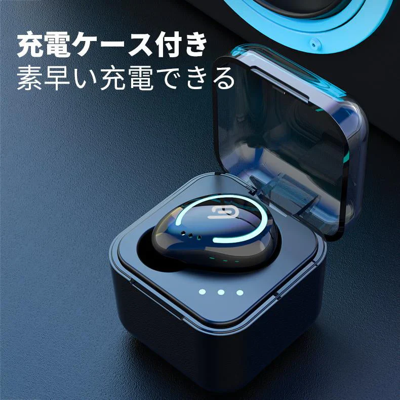 ブルートゥースイヤホン ヘッドホン 両耳 高音質 タッチタイプ　完全ワイヤレス 耳掛け式 自動ペアリング IPX7防水 Bluetooth 5.0 w595A(ブラック)