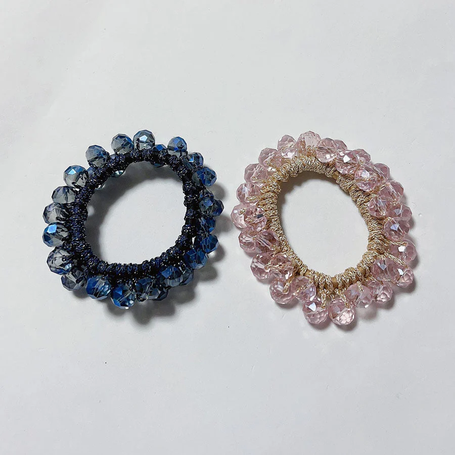 (ピンク)ヘアゴム バブル シンプル ブレスレット ビーズ ヘア留め ヘアアクセサリー 髪飾り 上品 パーティー飾り