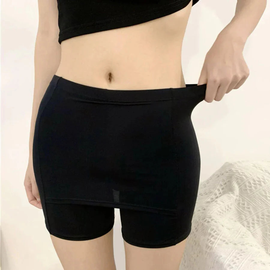 ペチコート Yラインカバー インナーパンツ ペチパンツ ショートパンツ 無地 3分丈 ショーパン 薄手 接触冷感 見せパン ショート丈 透けない 大きいサイズ 透け防止 涼しい 見せパン 二重パンツ キュロット パンツ ボトムス夏 通気性