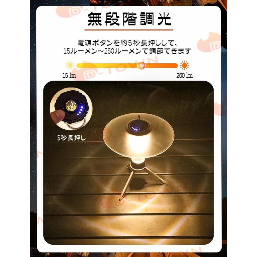 LEDランタン YOCCO キャンプランタン 5つ点灯モード 2600mAH 充電式USB キャンプライト 磁石ベース付き 無段階調光 懐中電灯 小型 SOS赤色ライト w643