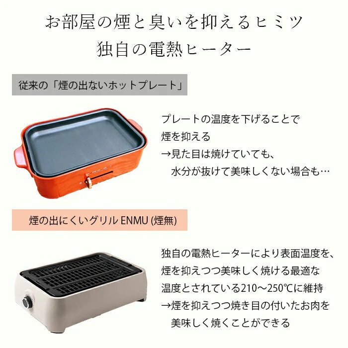 煙の出ない焼肉器 焼肉プレート 無煙 スモークレス 電気 ホットプレート グリル 家庭用 45×29cm バーべキュー キャンプ / 煙の出にくいグリル ENMU 煙無