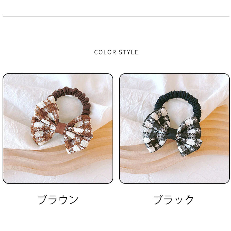 (ブラウン)ヘアゴム 結び バイカラー おしゃれ ヘアアクセサリー シンプル 髪留め