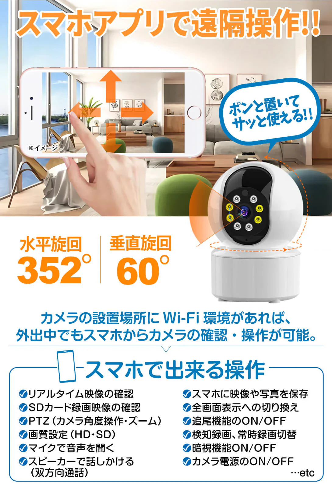 【値下げの向こう側へ！/最終処分！】お手軽 おうち見守りカメラ（32GB SD付）　1個