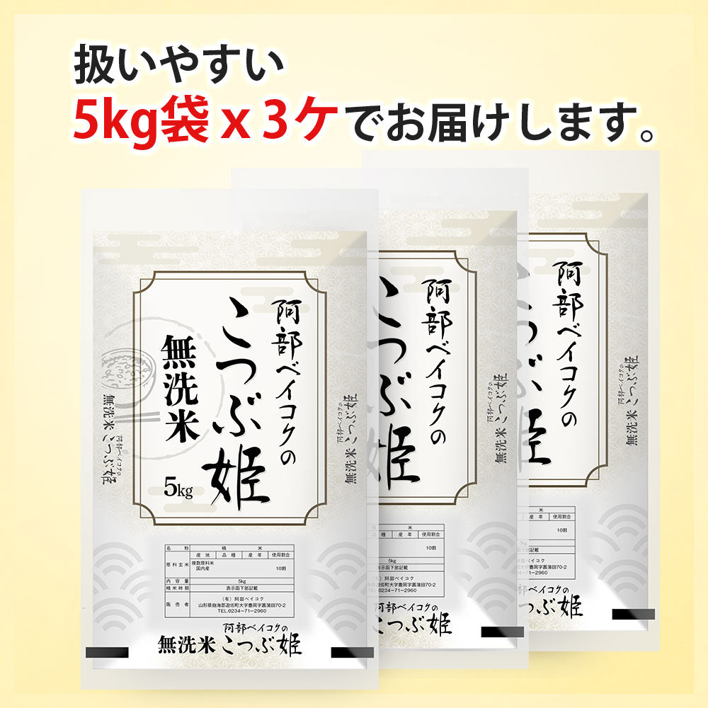 無洗米 15kg (5kg×3袋) こつぶ姫 国内産 送料無料 無洗米15キロ こめ コメ お米 精米 新米 お米15kg お米15キロ
