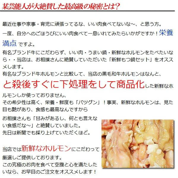 新鮮「もつ鍋セット」2～3人前