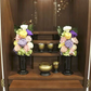【花器付き】枯れない仏花　麗蘭（れいらん） 中サイズ　（単品） 仏花 プリザーブドフラワー 枯れない お彼岸 彼岸 喪中 法事 仏壇 仏壇用 一周忌 三回忌 お供え花