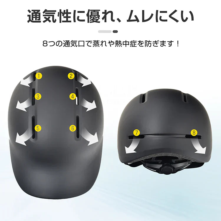 自転車ヘルメット「グレー色」 SGマーク規格 男女兼用 サイズ調整 おしゃれ 帽子型 キャップ型  認定製品 通学 通勤 小学生 中学生 高校生 高学年 子供