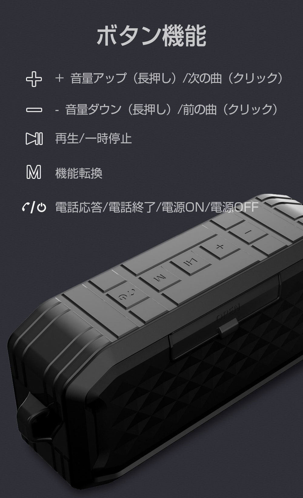 ワイヤレススピーカー レッド 持ち運び ハンディ 防水 ブルートゥーススピーカー ポータブル 携帯 お風呂 アウトドア 重低音 iPhone スマホ 大音量 ダンス教室 充電式