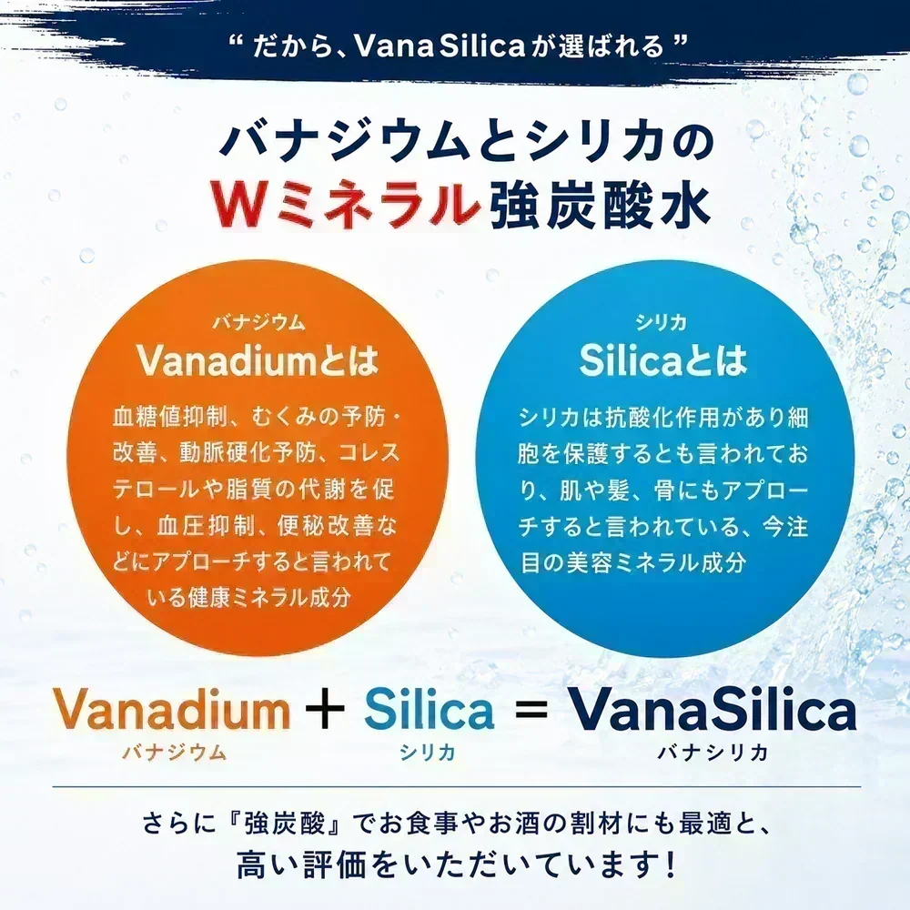 【1ケース】 富士山のバナジウム＆シリカ 強炭酸水 VanaSilica（バナシリカ） 500ml 24本 プレーン