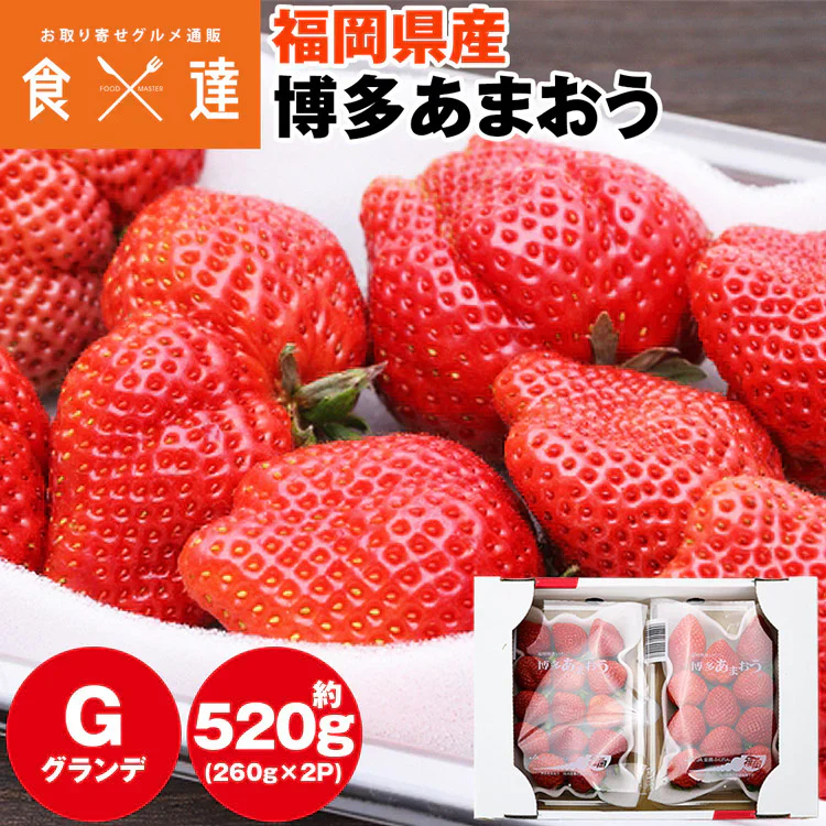 博多あまおう 福岡県産 ご家庭用 2パック 約520g (1パック約260g)  グランデ