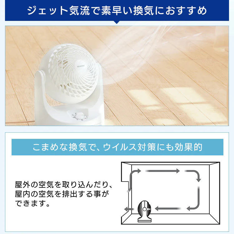 【カートアップNG】【ホワイト】サーキュレーター 8畳 首振り マカロン型 PCF-MKM15-W 暖房効率　パワフル　大風量　喚気　節電
