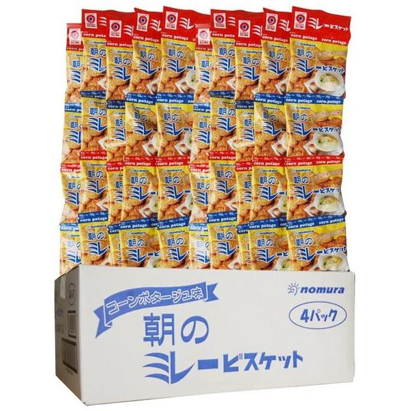送料無料 のむら 朝のミレービスケット コーンポタージュ味 4連 10個セット 1ケース