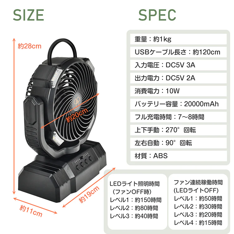 扇風機【カーキ】 サーキュレーター  卓上扇風機 壁掛け扇風機 熱中症対策 吊り下げ アウトドア キャンプ 小型扇風機 壁掛け 携帯扇風機 リビング usb扇風機 卓上