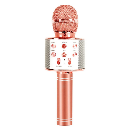 カラオケマイク ローズゴールド ワイヤレスマイク Bluetoothマイク スピーカー付き 高音質 USB充電 録音 ボーカルカット エコー 子供 クリスマス 誕生日 パーティー プレゼント