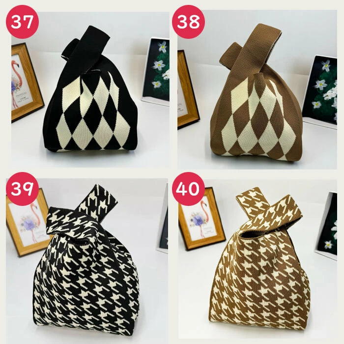 【19】【同柄2個セット】【予約商品・発送時期は商品説明に記載】ニット バッグ ニットバッグ 同柄 2個セット マルシェバッグ ニット トートバッグ 縦型 クロシェ編み かぎ針 ハンドバッグ マルシェ 韓国 ミニバッグ ミニバッグ 送料無料 ギフト プレゼント