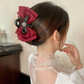 (ワインレッド)リボンバレッタ 大きい リボンヘアアクセサリー 清楚 ガーリー エレガント ヘアピン ビックリボン ヘアバレッタ かわいい