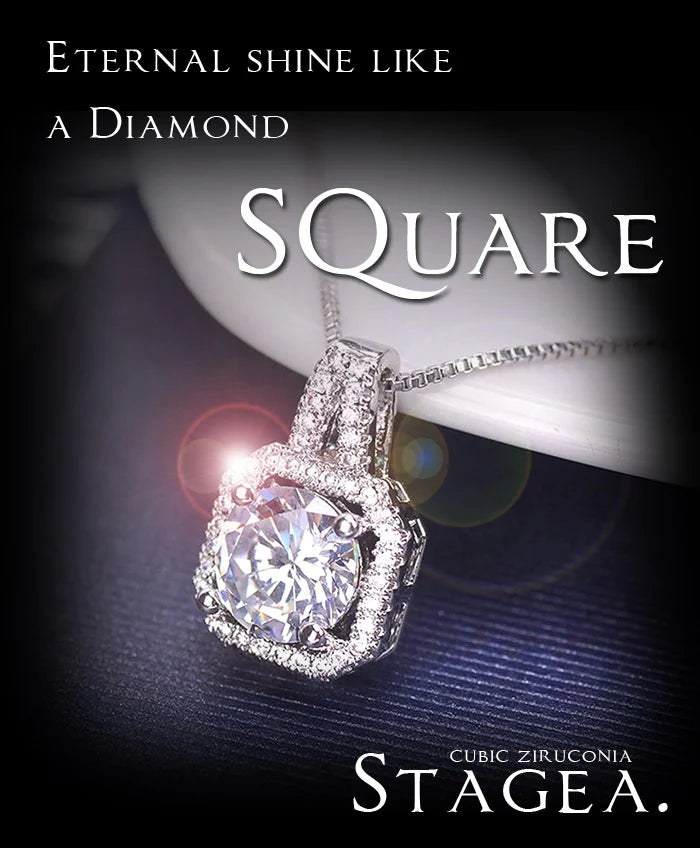 【STAGEA CZ SQUARE】ネックレス　最高級ダイヤモンドのその先へ 運命の宝石 至極の開運アイテム 金運ネックレスラッキーアイテム お守り お札 開運 金運 祈願 愛情運 幸運 アクセサリー 送料無料 キュービックジルコニア 人脈・家族・恋人