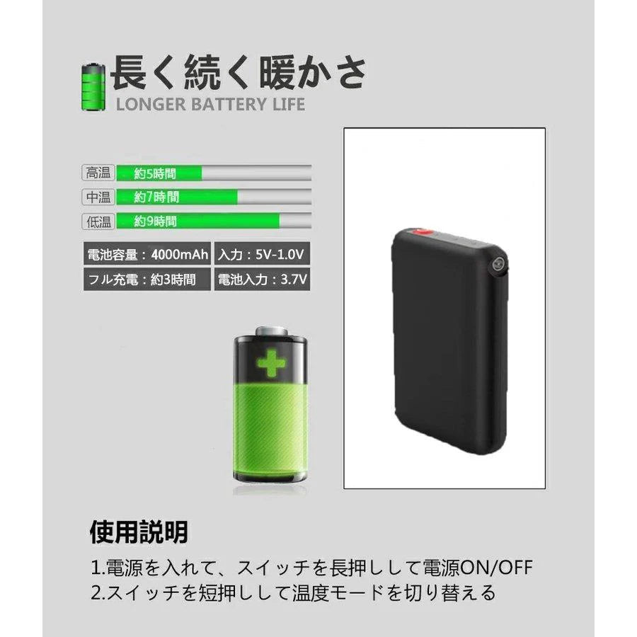即納商品 電熱ソックス 電気靴下 4000mAh 最高65℃ 両面発熱 5-9時間持続使用 USB充電式 水洗い可 ヒーター バッテリー付属 暖かい靴下 厚手 冬用 防寒 保温 w291B(グレー)