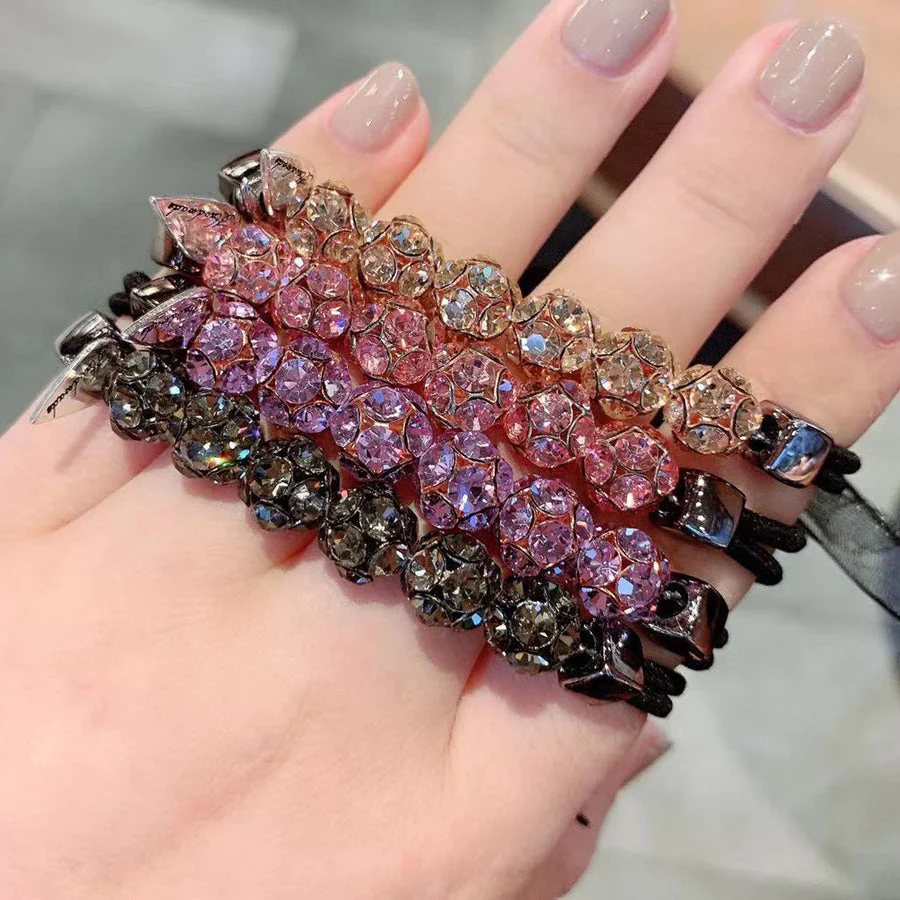 (ピンク)ヘアゴム 髪留め おしゃれ ヘアアクセサリー エレガント シンプル フェミニン ブラック 日常使い