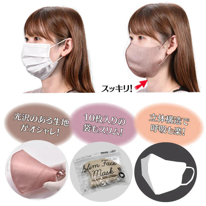 マスク スリムフェイスマスク 10枚入 (約125×140mm) ラテベージュ【メール便送料無料】