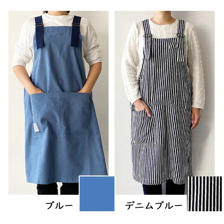【グレージュ】FABORI ワークエプロン ブルー エプロン メンズ レディース おしゃれ 男女兼用 フリーサイズ かぶり かぶるだけ ガーデニング 膝丈 シンプル DIY 無地 大人 プレゼント ギフト 父の日 保育士