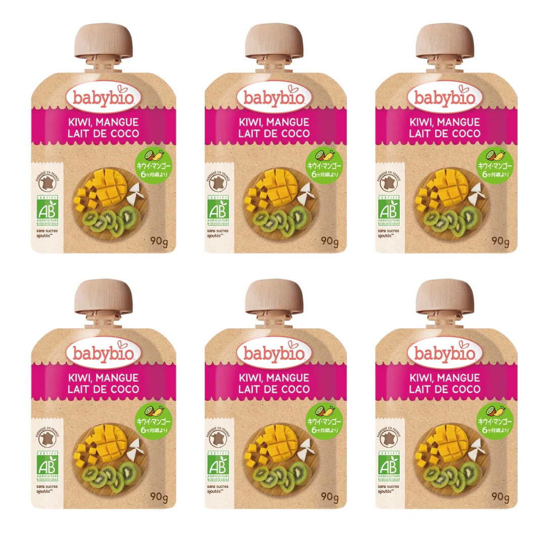 Babybio 有機ベビースムージー（キウイ・マンゴー）×6個 6か月頃から 90gでたっぷり！