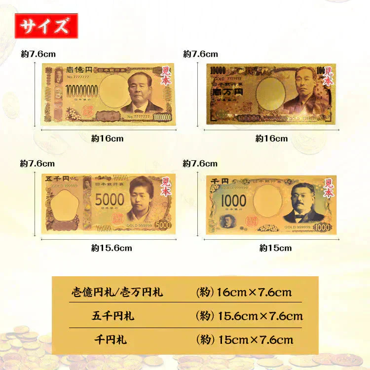 金色 「渋沢栄一 壱億円札2枚セット」 お札 1万円 1億円 黄金 金 gold 開運 金運 幸運 運勢 アップ ギフト 贈り物 景品 パーティ 願掛け クリスマス おもちゃ 玩具