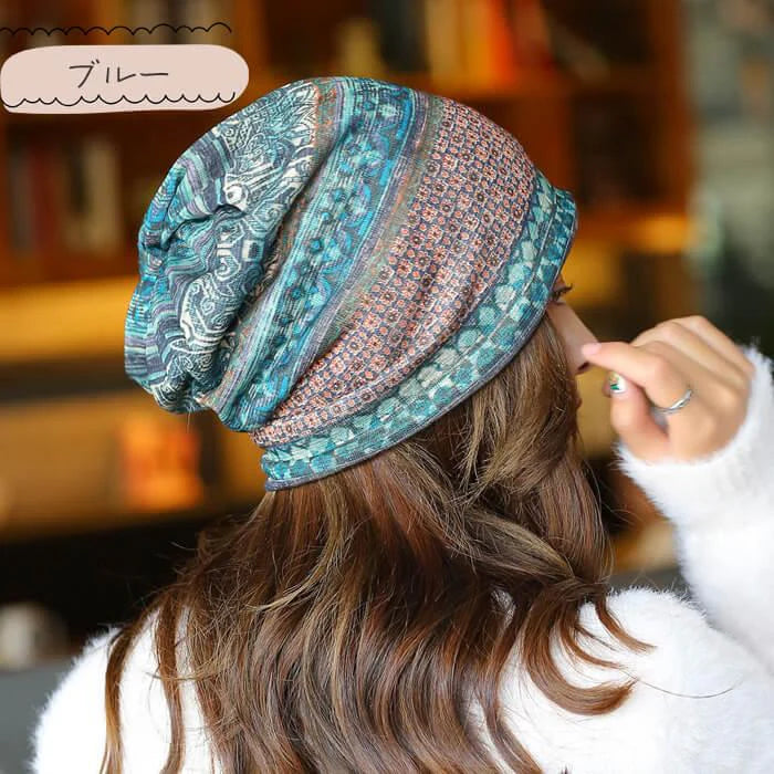 【レッド＋パープル】【予約商品・発送時期は商品説明に記載】帽子 キャップ レディース 室内帽子 2個 セット 防寒 秋冬 暖かい ネックウォーマー バンダナ サマーニット帽 ビーニー ターバン 女性 おしゃれ 可愛い 外出用 白髪隠し 抗がん剤 脱毛 高齢者 手術後用ケア帽子 送料無料 ギフト プレゼント