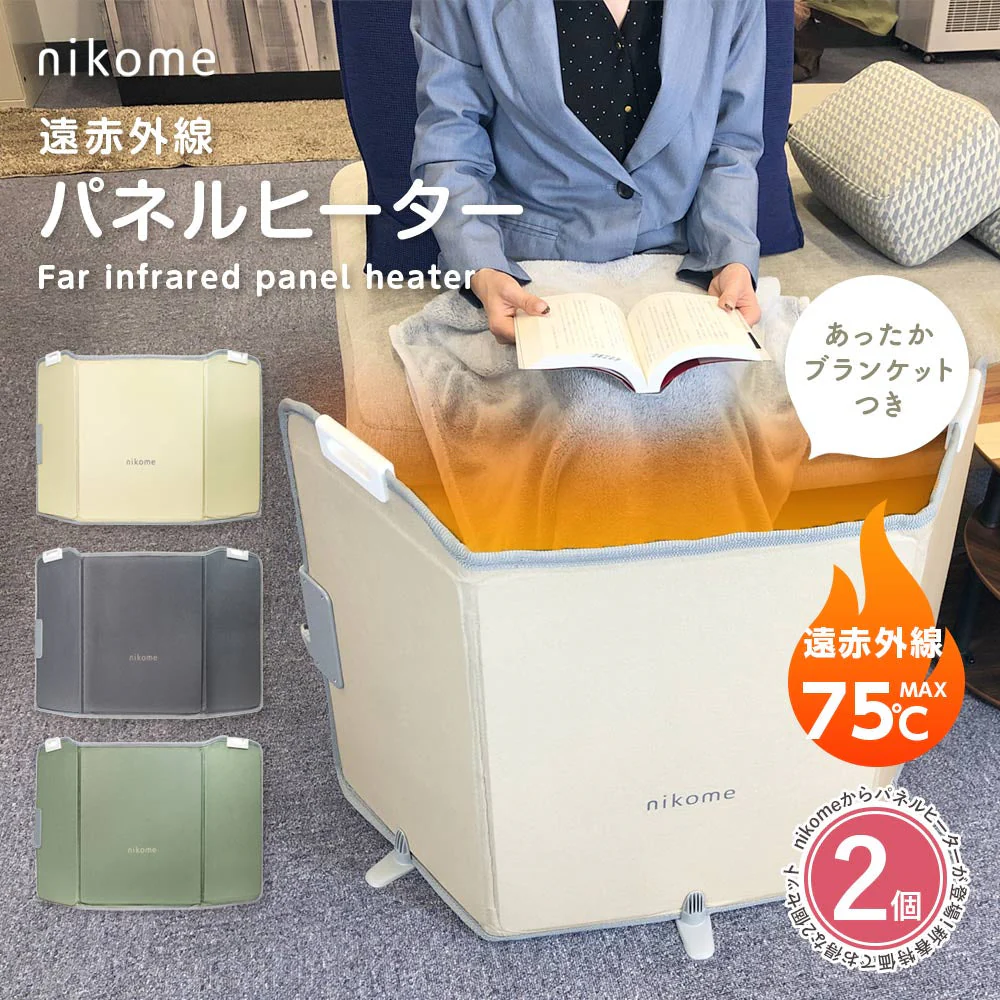 【2個セット 03.ずんだ+ずんだ】nikome 遠赤外線パネルヒーター NKM-PH01