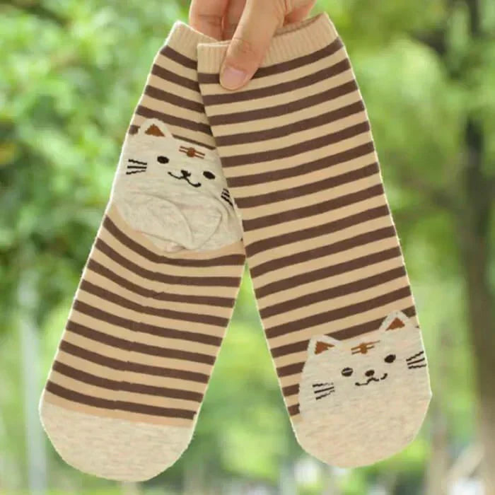 【予約商品・発送時期は商品説明に記載】猫靴下 6足セット 猫柄 ネコソックス かわいい ボーダー ショートソックス 肉球 ねこ 靴下 ネコ コットン くつ下 ソックス カジュアル 春 夏 秋 冬 女性 レディース 子供 送料無料