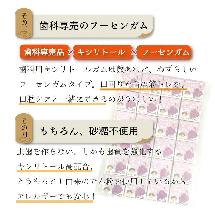【3人シェア買いでお得】トレーニング フーセンガム(4粒×24箱) グレープ味 ＋ BSA みかんキシリトールグミ  3袋(12粒/袋) 【歯科医院専用 キシリトール 風船ガム ハードグミ】
