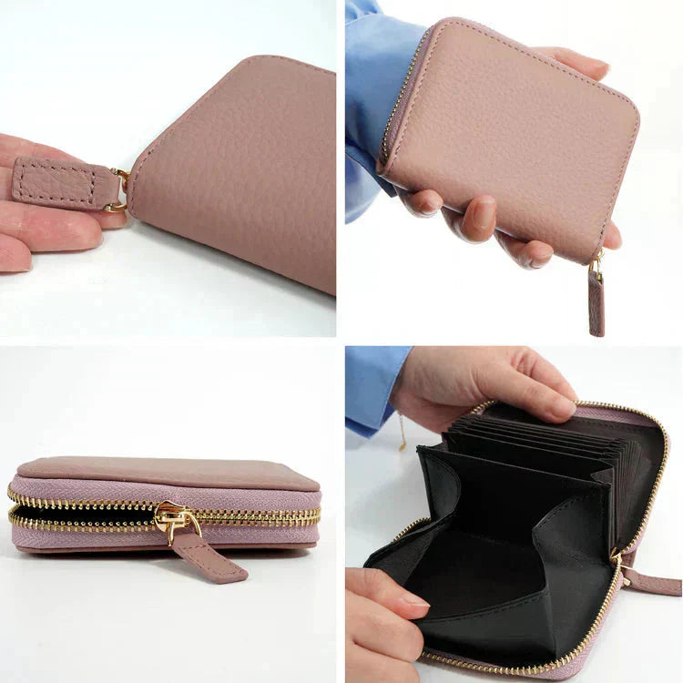 ミニ財布 「ブルーグレー」 お札折らない レディース メンズ 本革 二つ折り レザー カードケース 小銭入れ コインケース フラグメントケース プレゼント